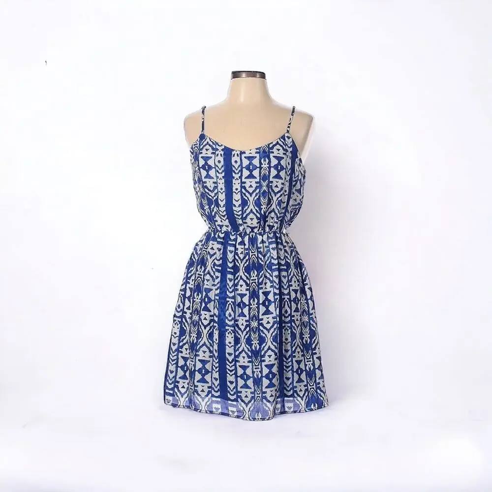 AQUA | Blue and White Ikat Cutout Dress | Small | Nordstrom brand - Picture 8 of 8